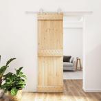 vidaXL Schuifdeur met beslag 70x210 cm massief grenenhout, Doe-het-zelf en Bouw, Deuren en Vliegenramen, Verzenden, Nieuw