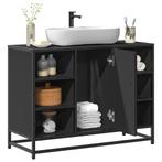 vidaXL Wastafelkast 80x33x60 cm bewerkt hout zwart, Huis en Inrichting, Verzenden, Nieuw