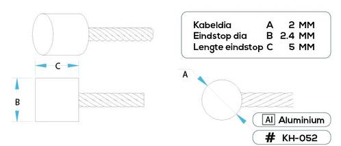 Staalkabel met Eindstop 2mm, Tuin en Terras, Overige Tuin en Terras, Verzenden