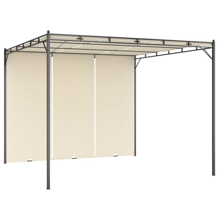 vidaXL Tuinprieel met zijgordijn 3x3x2,25 m crème, Tuin en Terras, Partytenten, Nieuw, Verzenden