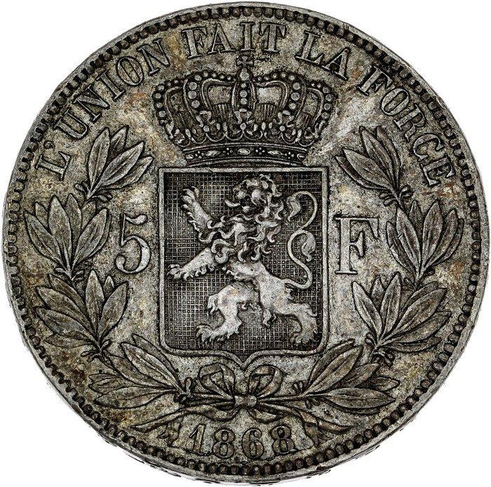 België. Leopold II. 5 Francs 1868 (Zonder minimumprijs), Postzegels en Munten, Munten | Nederland