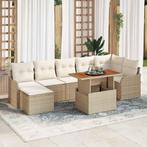 vidaXL Tuinbank Set met opslag 8 pcs Beige Poly rattan, Verzenden, Nieuw