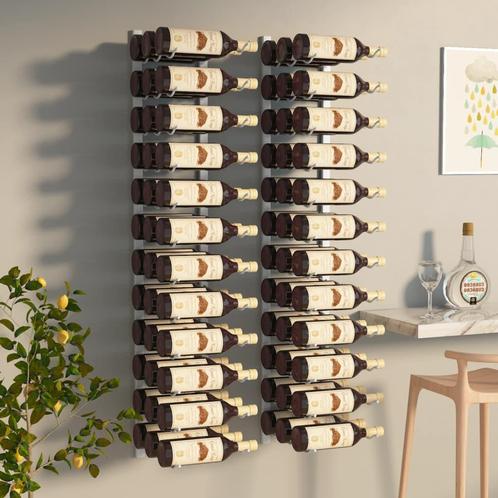 vidaXL Wijnrekken 2 st voor 36 flessen wandmontage ijzer wit, Maison & Meubles, Accessoires pour la Maison | Porte-bouteilles