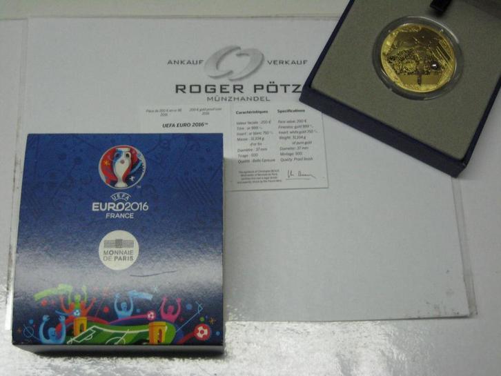 200 Euro goud Uefa voetbal Wm 2016 Frankreich goud, Postzegels en Munten, Munten | Europa | Euromunten, België, Verzenden