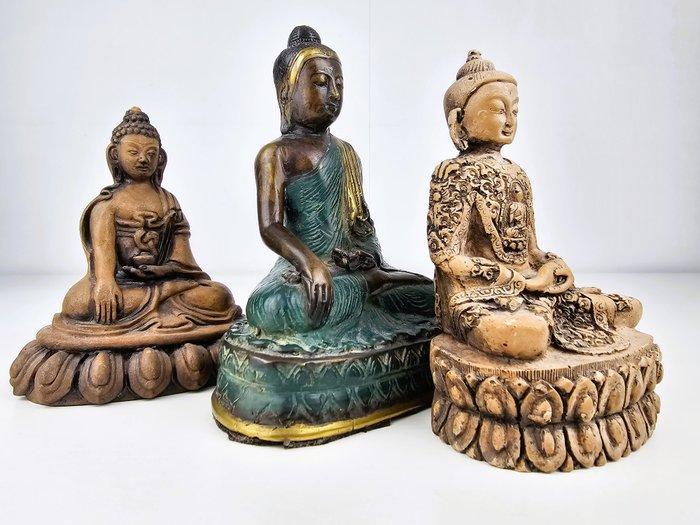 Statue, Boeddha Beelden - 16 cm - Argile, Métal, Résine, Antiek en Kunst, Kunst | Designobjecten