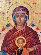 Icoon - Onze-Lieve-Vrouwe met het Jezuskind op de troon -, Antiek en Kunst