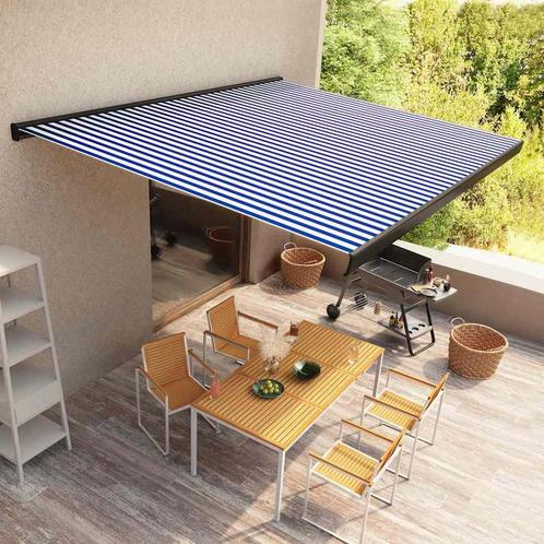 vidaXL Luifel gemotoriseerd 500x300 cm blauw en wit, Tuin en Terras, Zonneschermen, Nieuw, Verzenden