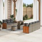 vidaXL 10-delige tuinset met kussens - Grijs - Poly rattan -, Tuin en Terras, Verzenden, Nieuw