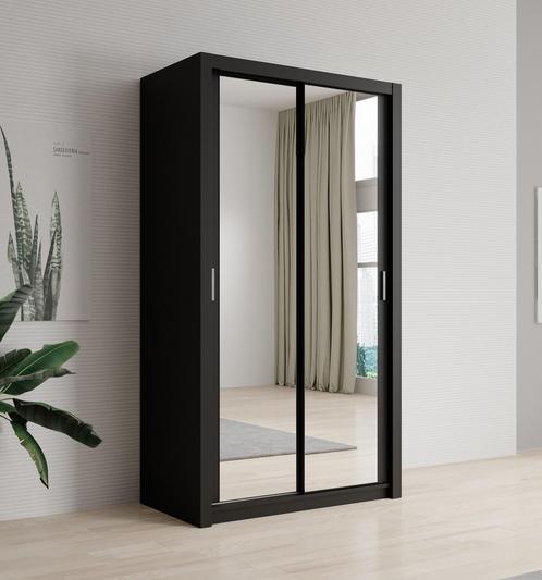 Kledingkast mat zwart - 120x62x215 - Kleerkast spiegel, Huis en Inrichting, Kasten | Overige, Nieuw, Verzenden