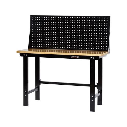 Werkbank zwart 150 cm met hardhouten blad en, Doe-het-zelf en Bouw, Werkbanken, Ophalen of Verzenden