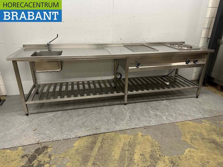 RVS Baklijn Spoelbak, elektrische bakplaat en dubbel fornuis, Zakelijke goederen, Horeca | Keukenapparatuur, Ophalen of Verzenden