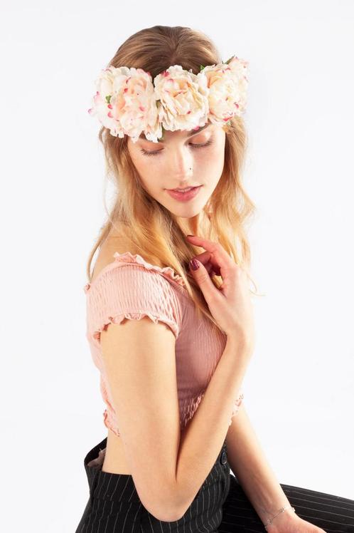 Bloemenkrans Haar Pioenrozen Wit Roze Bloemen Haarband Fairy, Kleding | Dames, Carnavalskleding en Feestkleding, Nieuw, Ophalen of Verzenden