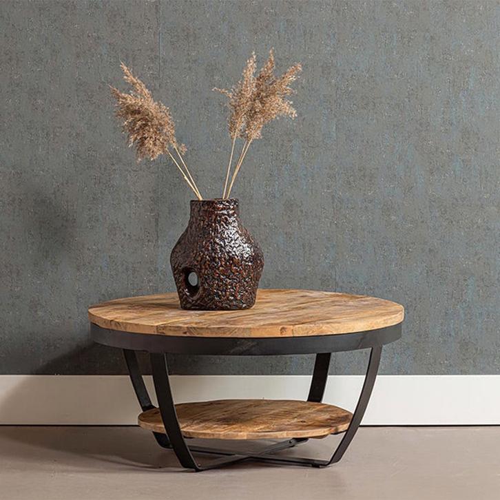 Salontafel Mangohout Rond Maeve 90 cm, Huis en Inrichting, Tafels | Salontafels, Nieuw, Overige houtsoorten, Rond, Verzenden