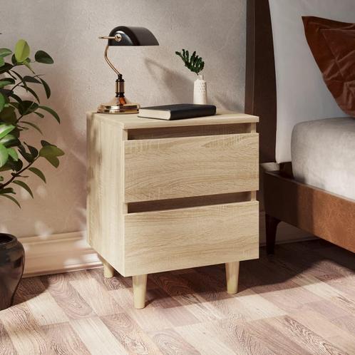 vidaXL Nachtkastje met houten poten 40x35x50 cm sonoma, Huis en Inrichting, Slaapkamer | Nachtkastjes, Nieuw, Verzenden