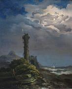 Luigi Giavazzi (XIX) - Paesaggio al chiaro di luna