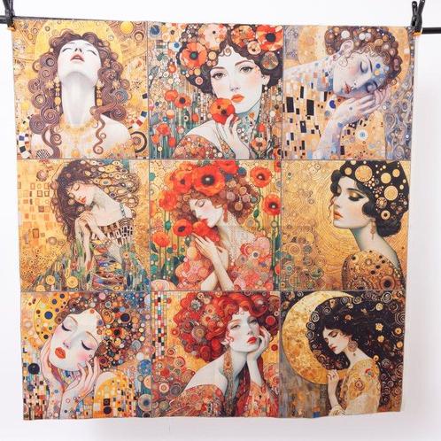 Decoratief textiel - Herdenking aan Gustav Klimt -, Antiek en Kunst, Antiek | Tapijten, Tafelkleden en Textiel