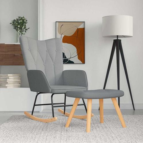 vidaXL Schommelstoel met voetenbank stof lichtgrijs, Huis en Inrichting, Stoelen, Nieuw, Verzenden