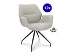 Veiling - Eetkamerstoel Mondial (set van 12) weefstof - taup