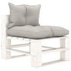 vidaXL Tuinmiddenbank met taupe kussens pallet hout, Tuin en Terras, Tuinsets en Loungesets, Verzenden, Nieuw