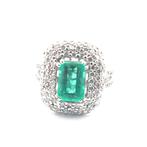 Ring - 18 karaat Geel goud - 4.60ct. tw. Smaragd - Diamant, Handtassen en Accessoires, Nieuw