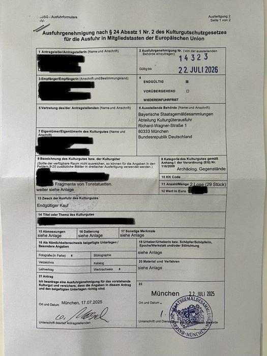 12e/6e eeuw v.Chr. Tlatilco. Duitse exportvergunning., Verzamelen, Mineralen en Fossielen