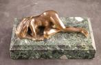 Art Nouveau - sculptuur, Liggend naakt - 17 cm - Brons,