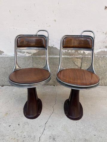Chaise (2) - Bois, Métal - Paire de chaises de tram vintage