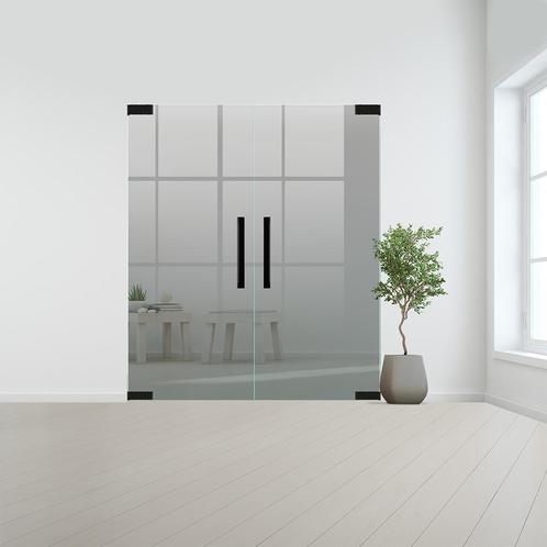 Glazen dubbele binnendeur zonder kozijn zwart beslag-Grijs g, Bricolage & Construction, Fenêtres & Moustiquaires, Envoi