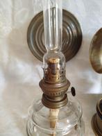Petroleumlamp (3) - glas, metaal, Antiek en Kunst