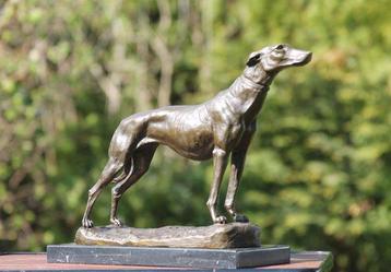 sculptuur, staande greyhound - 25 cm - brons marmer