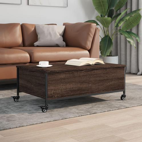 vidaXL Salontafel met wielen 91x55x34 cm bewerkt hout bruin, Huis en Inrichting, Tafels | Salontafels, Nieuw, Verzenden