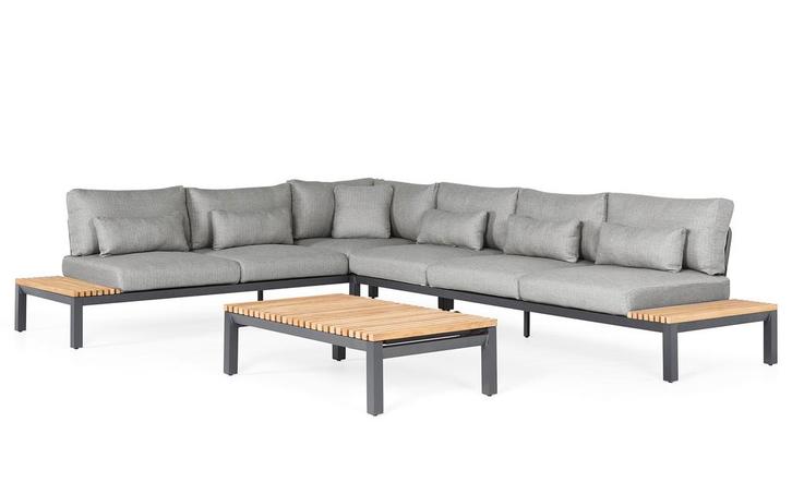 Suns Enzo hoekbank XL light antracite teak SALE |, Tuin en Terras, Tuinsets en Loungesets