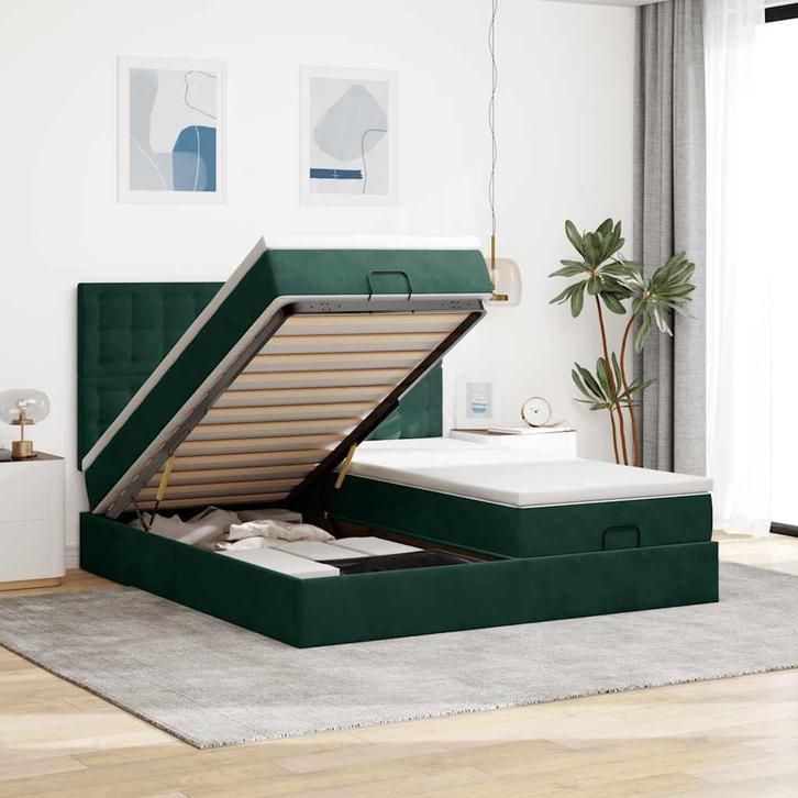 vidaXL Ottoman bed met matrassen 180x200cm fluweel, Huis en Inrichting, Slaapkamer | Bedden, Nieuw, Verzenden