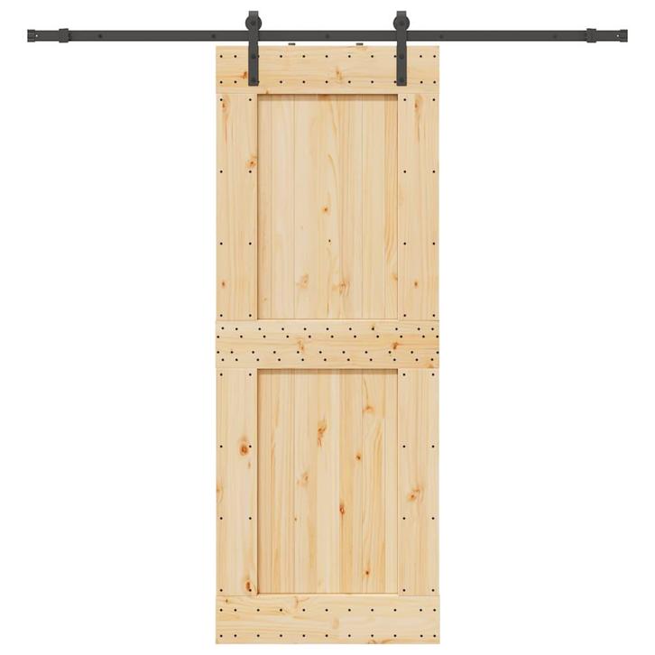 vidaXL Schuifdeur met beslag 85x210 cm massief grenenhout, Doe-het-zelf en Bouw, Deuren en Vliegenramen, Nieuw, Verzenden
