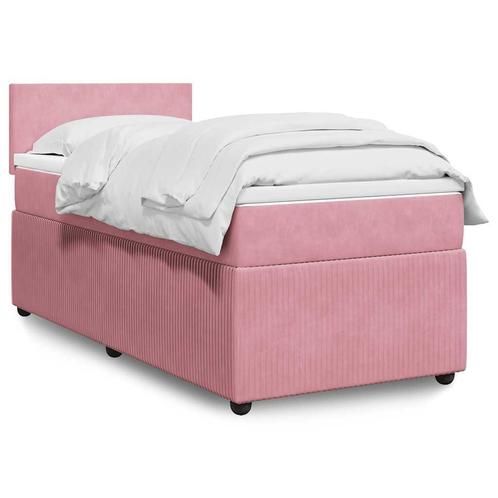 vidaXL Boxspring met matras fluweel roze 80x200 cm, Huis en Inrichting, Slaapkamer | Bedden, Nieuw, Verzenden