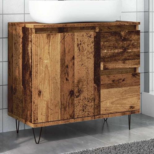vidaXL Badkamerkast 65x33x60 cm bewerkt hout oud houtkleurig, Huis en Inrichting, Badkamer | Badkamermeubels, Nieuw, Verzenden