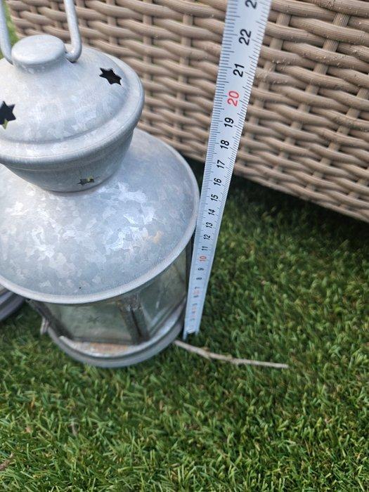 Lantaarn (2) - Zinklegering - Lantaarns met geslepen gl, Antiquités & Art, Curiosités & Brocante