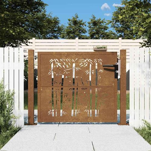 vidaXL Poort met bamboe-ontwerp 105x105 cm cortenstaal, Tuin en Terras, Tuinpoorten, Nieuw, Verzenden