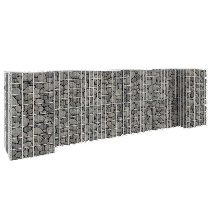 vidaXL Gabion plantenbak H-vormig 260x40x80 cm staaldraad, Tuin en Terras, Bloempotten, Nieuw, Verzenden