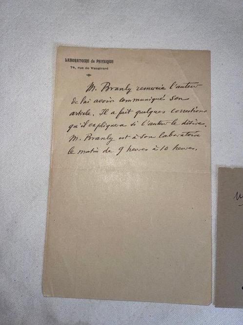 Edouard Branly (1844-1940), physicien, médecin. - Lettre, Verzamelen, Film en Tv