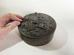 Relief, Antique guilloché turned brass box and cover with