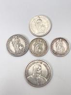 Zwitserland, Bern Lot of 5 coins: 1, 2, 5 Francs 1928/1964