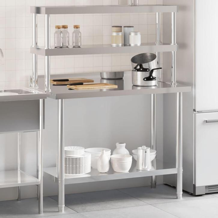 vidaXL Keukenwerktafel met bovenschap 110x55x150 cm, Zakelijke goederen, Horeca | Overige, Verzenden