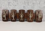 Kapstok - Hout, Metaal - Retro Kapstok, 5 haken, Antiek en Kunst, Curiosa en Brocante