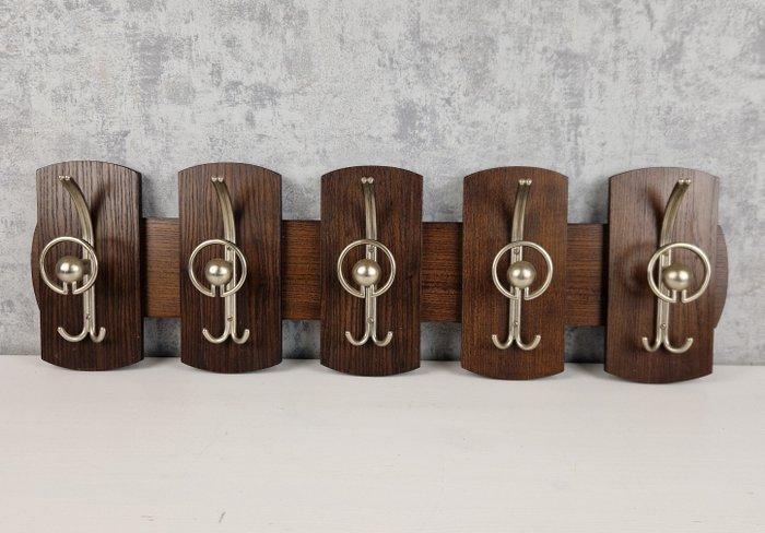 Kapstok - Hout, Metaal - Retro Kapstok, 5 haken, Antiek en Kunst, Curiosa en Brocante
