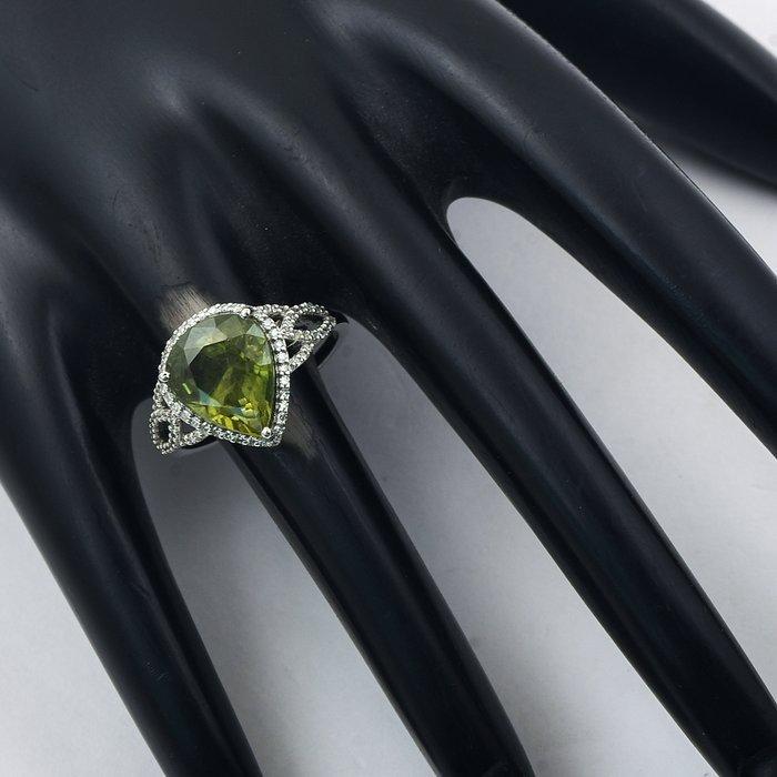 Zonder minimumprijs - Ring Platina - 5.51ct. tw. Saffier -, Handtassen en Accessoires, Ringen