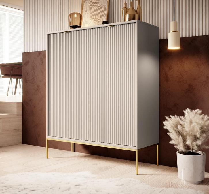 Meubella Dressoir Navil beige goud 104 cm, Huis en Inrichting, Kasten | Dressoirs, 25 tot 50 cm, Nieuw, 100 tot 150 cm, Verzenden