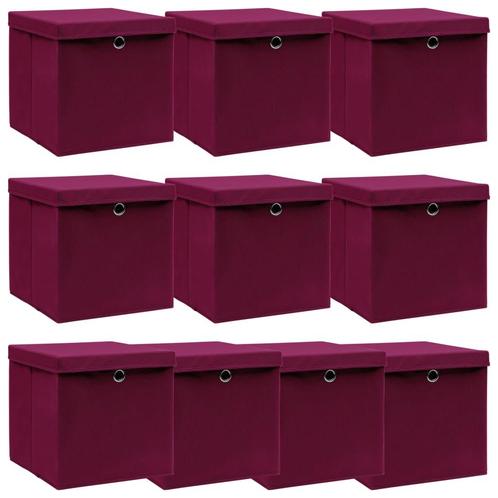 vidaXL Opbergboxen met deksel 10 st 32x32x32 cm stof, Doe-het-zelf en Bouw, Kratten en Dozen, Nieuw, Verzenden