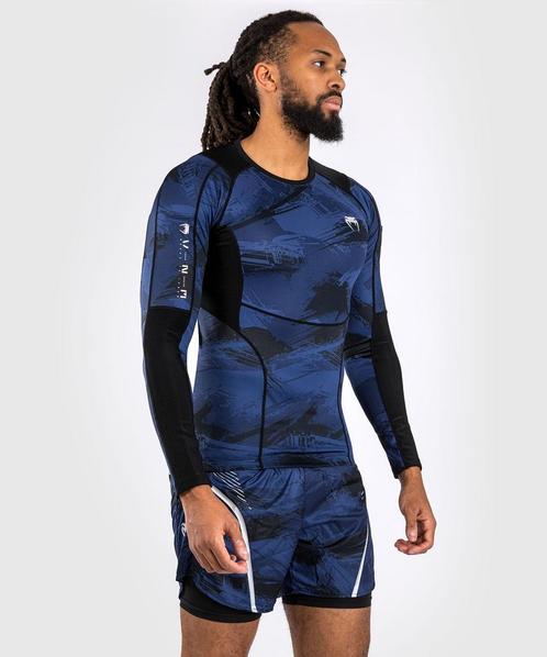 Venum Electron 3.0 Rashguard Compressie Shirt L/S Navy, Vêtements | Hommes, Vêtements de sport, Envoi