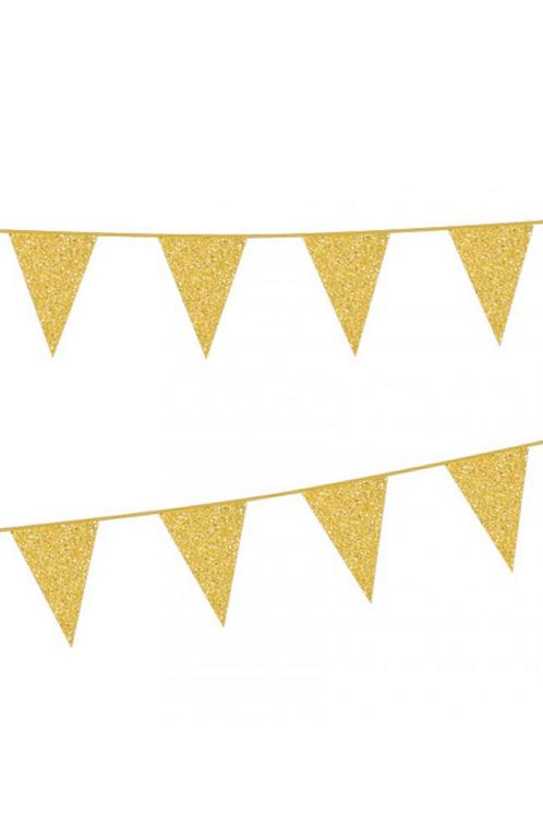 Vlaggetjes Goud Glitters Vlaggenlijn 6 Meter Gouden Vlaggen, Hobby en Vrije tijd, Feestartikelen, Nieuw, Ophalen of Verzenden